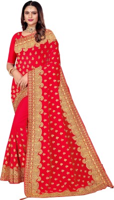 Jeel Fashion Embroidered Bollywood Georgette Saree(Red)