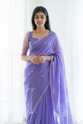 SICHYAH Solid/Plain Chanderi Chanderi Saree(Purple)