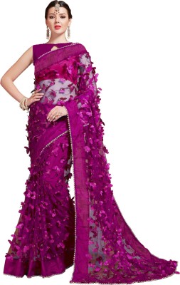 NEHA CREATION Printed Bollywood Net Saree(Purple)