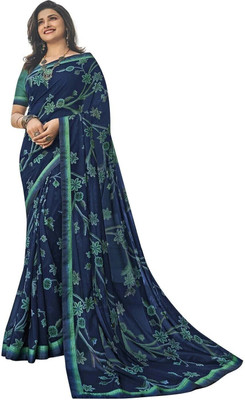 ROOP SUNDARI SAREES Printed Bollywood Georgette Saree(Dark Blue)