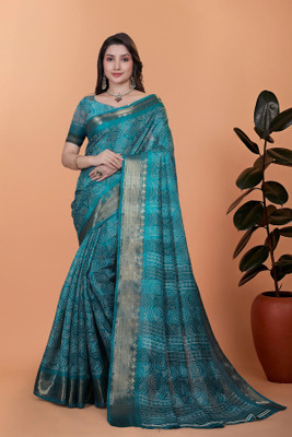 RASIFASHION Printed Banarasi Jacquard Saree(Light Blue)