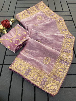 Radheradhey Embroidered Bollywood Net Saree(Purple)