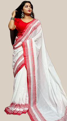 cloud vastra Woven Handloom Pure Cotton Saree(White)