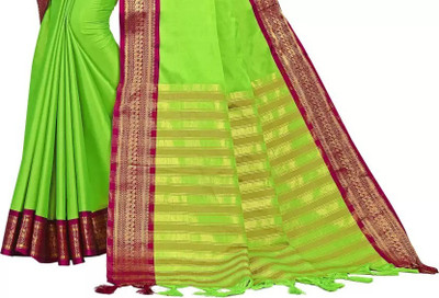 HouseOfCommon Solid/Plain Bollywood Jacquard Saree(Light Green, Pink)