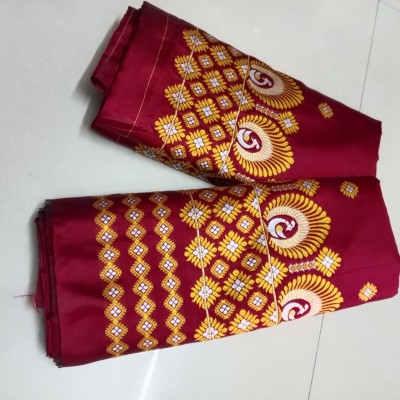 GRUJHA Self Design Mekhela Chador Silk Blend Saree(Maroon)