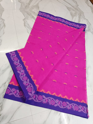 Kanokanjoli Woven Jamdani Handloom Cotton Blend Saree(Multicolor)