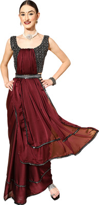 Akhilam Embellished Bollywood Georgette Saree(Maroon)