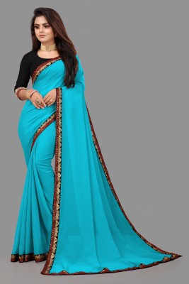 Aai shree khodiyar Self Design Daily Wear Georgette Saree(Light Blue)