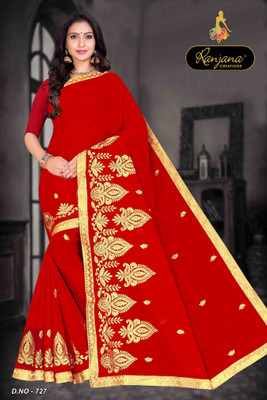 RANJANA CREATION Embellished Bollywood Cotton Silk Saree(Red)