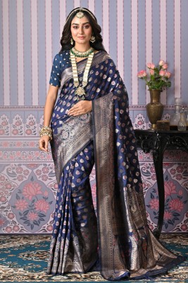 Divastri Woven Banarasi Silk Blend Saree(Dark Blue)