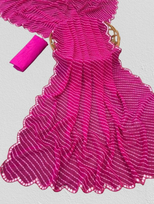 Ringtonfashion Digital Print Leheria Georgette Saree(Pink)