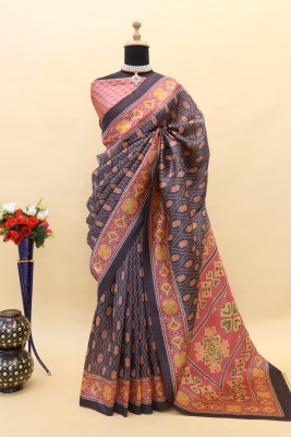 AMIRAT CLOTHING Digital Print Kalamkari Cotton Blend Saree(Magenta)