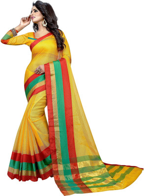 HITESH ENTERPRISE Woven Daily Wear Net Saree(Yellow)