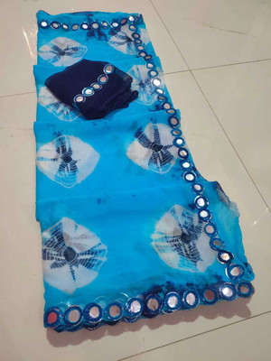 NeeLKANTH ENTERPRISE Embroidered Bandhani Chiffon Saree(Blue)