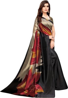 HouseOfCommon Digital Print Bollywood Lycra Blend Saree(Black)