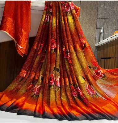 Sitanjali Floral Print Bollywood Georgette Saree(Multicolor)