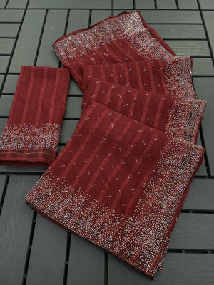 ZOYAL ENTERPRISE Embellished Bollywood Georgette Saree(Maroon)
