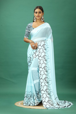 A V M PRINTS Self Design Bollywood Art Silk Saree(Light Blue)