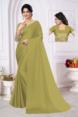 RANISATII Embellished Bollywood Satin Saree(Light Green)