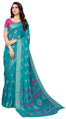 VD PRINTS Printed Bandhani Chiffon Saree(Brown)