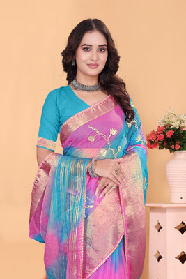 Aarunika SKT Solid/Plain Bollywood Organza Saree(Yellow)