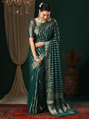 ANOUK Woven Kanjivaram Pure Cotton Saree(Green)