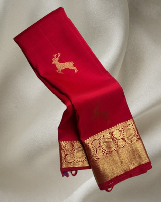 WOMENELEGENCE Embellished Banarasi Pure Silk Saree(Red)