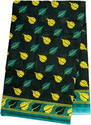 SARITA SAREES Printed Daily Wear Pure Cotton Saree(Dark Green)