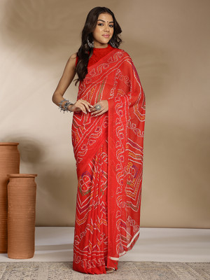 ANOUK Printed Daily Wear Georgette Saree(Red)