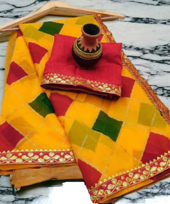EVERYDAY CREATION Digital Print Bollywood Georgette Saree(Yellow)