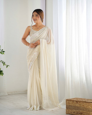 Divastri Embroidered Bollywood Georgette Saree(White)