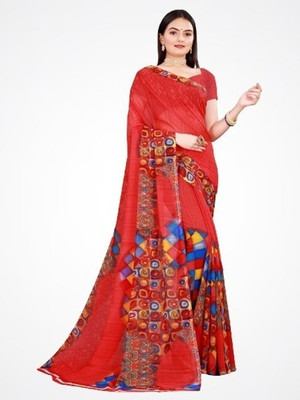Saadhvi Printed Banarasi Georgette Saree(Red)