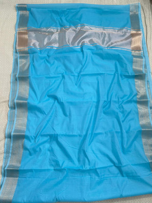 Montauk Fabians Solid/Plain, Woven Banarasi Viscose Rayon, Cotton Linen Saree(Light Blue)