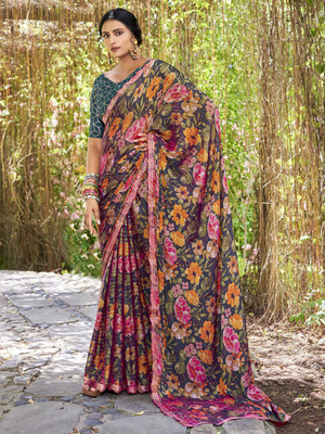 Anouk Rustic Printed Daily Wear Chiffon Saree(Multicolor)