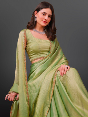 Mervadiya Self Design Kanjivaram Art Silk, Pure Silk Saree(Green)
