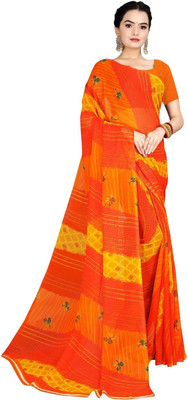 Saadhvi Digital Print Kalamkari Georgette Saree(Orange)