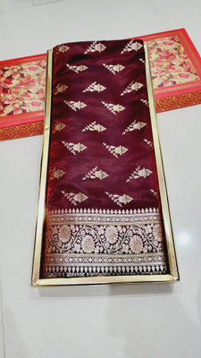sijilieen Woven Banarasi Handloom Satin Saree(Maroon)