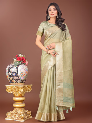 Divastri Self Design Banarasi Organza Saree(Green)