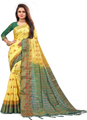 ANISSA SAREE Woven Kanjivaram Art Silk Saree(Light Green)