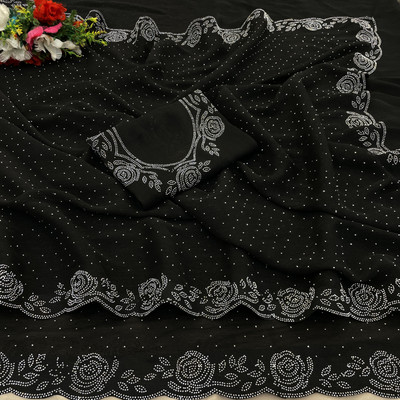 SHUBHDRASHTI NX Embellished Bollywood Organza Saree(Black)