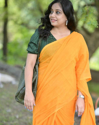 kashvi sarees Solid/Plain Daily Wear Chiffon, Georgette Saree(Yellow)