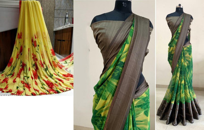 Sitanjali Printed Daily Wear Georgette Saree(Pack of 2, Multicolor)