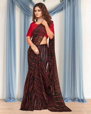 Jayu Printed Bandhani Georgette Saree(Brown)