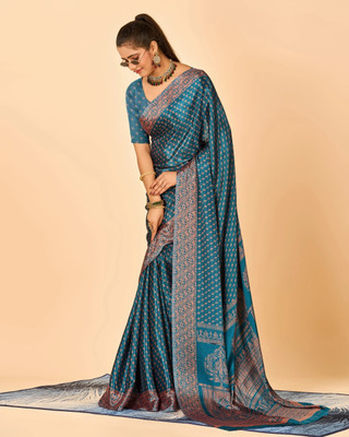 A V M Print Printed Bollywood Crepe Saree(Multicolor)