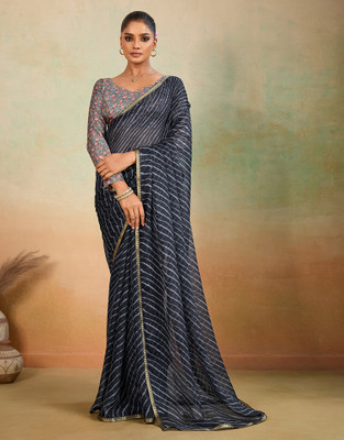 all about you Printed, Embellished Bollywood Chiffon Saree(Black)