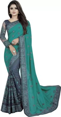 sadgun creation Embroidered, Embellished Bollywood Art Silk Saree(Multicolor)