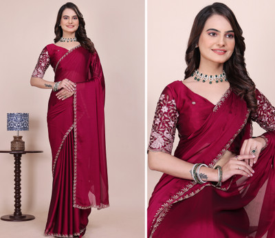 K 5 FASHION Embellished Bollywood Georgette Saree(Magenta)