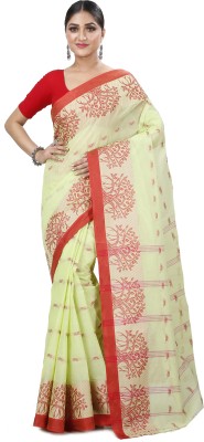 DipDiya Self Design Tant Pure Cotton Saree(Light Green)