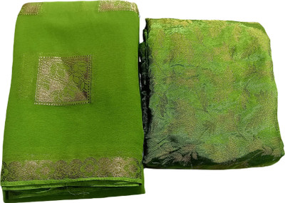 SainiVastra Woven Handloom Georgette Saree(Light Green)