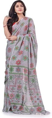 Desh Bidesh Woven, Blocked Printed, Printed Handloom Handloom Cotton Blend, Pure Cotton Saree(Grey)